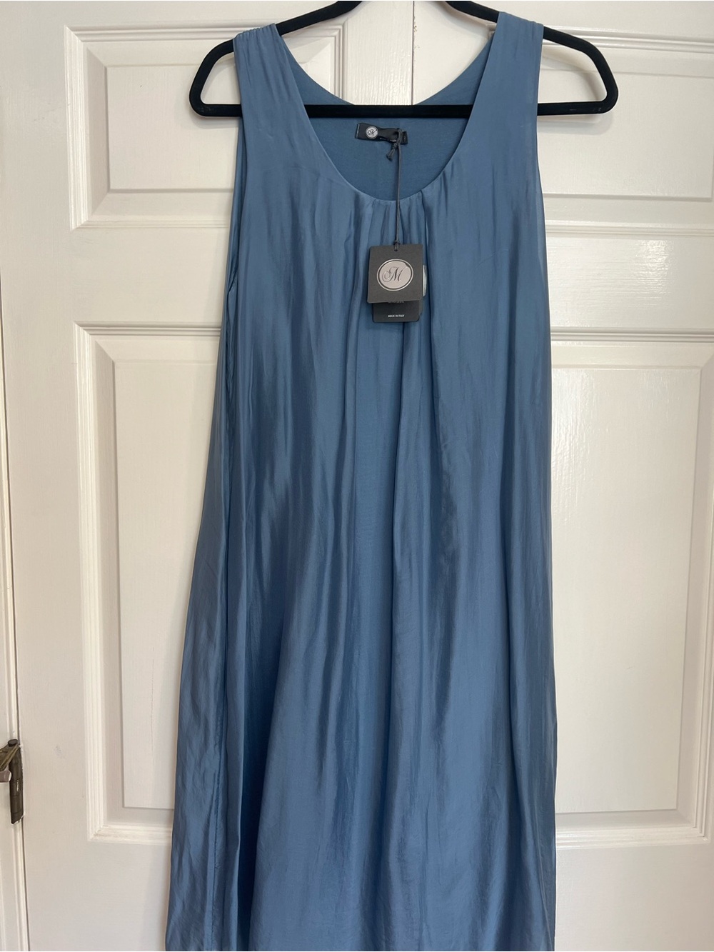 Made In Italy Women's Sleeveless Slate Blue Midi Dress Size Medium NWT